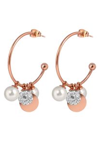 Adelia&acute;s Paar Creolen ADELIA&acute;S "Damen Ohrringe &iquest; Creole aus Edelstahl mit Perle", gold, Ohrringe, Damen, Edelstahl, Paar Creolen