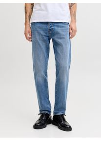 Jack & Jones Comfort-fit-Jeans JACK & JONES "JJIMIKE JJFOX NOOS", Damen, Gr. 29, L&auml;nge 30, blau denim, Denim/Jeans, Obermaterial: 98% Baumwolle, 2% Elasthan, Abriebeffekte, comfort fit kn&ouml;chellang, Jeans Comfort-fit-Jeans