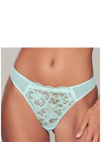 String Lascana "Nikoletta", Damen, Gr. 44/46, blau (t&uuml;rkis), Spitze, Obermaterial: 88% Polyamid, 12% Elasthan, Unterhosen String, aus floraler Spitze und feinem Mesh in transparenter Optik, Topseller
