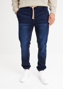 Jogg Pants bonprix, Herren, Gr. 56, N-Gr, blau (dunkelblau denim), Denim/Jeans, Obermaterial: 95% Baumwolle, 4% Polyester, 1% Elasthan, unifarben, regular fit lang, Jeans Jogg Pants, Regular Fit, mit elastischem Gummizug und Kordel