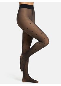 Thermostrumpfhose s.Oliver "comfort", Damen, Gr. 38, schwarz (schwarz hearts), Obermaterial: 50% Polyester, 40% Polyamid, 10% Elasthan, Strumpfhosen Thermostrumpfhose, mit nahtloser Verarbeitung