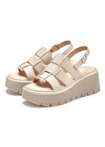 Sandalette LSCN BY LASCANA "Sommerschuh", Damen, Gr. 41, beige, Obermaterial: 100% Rindsleder. Decksohle: 100% Synthetik. Laufsohle: 100% Synthetik, unifarben, Schuhe Sandalette, Sandale, Sommerschuh, Pantolette aus Leder mit Plateau