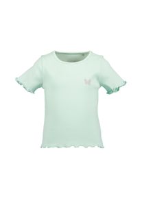T-Shirt Blue Seven, M&auml;dchen, Gr. 104, hl t&uuml;rkis, Feinripp, Obermaterial: 95% Baumwolle, 5% Elasthan, unifarben, Basic normal, Rundhals, gewellter Abschluss, Shirts T-Shirt
