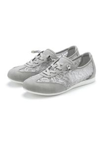 Sneaker Lascana "Freizeitschuh, Halbschuh, Slip-On-Sneaker", Damen, Gr. 42, grau, Obermaterial: 60% Textilmaterial, 40% Lederimitat. Decksohle: 100% Textilmaterial. Futter: 100% Textilmaterial. Laufsohle: 100% Synthetik, leicht transparent, unifarben, Basic, Schuhe Sneaker, mit modischen Spitzendetails und herausnehmbarer Innensohle VEGAN, Topseller