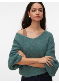 V&eacute;ro Moda Strickpullover VERO MODA "VMMAYBE LS 2WAY V-NECK PULLOVER NOOS", Damen, Gr. L, laurel wreath, Strick, Obermaterial: 100% Polyester, unifarben, loose fit normal, V-Ausschnitt, Strickb&uuml;ndchen, Pullover Strickpullover, Kunstfaser, locker geschnitten, V-Ausschnitt