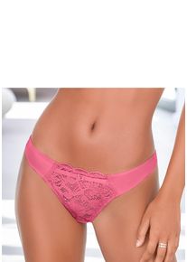 String Lascana "Nikoletta", Damen, Gr. 40/42, blau (pink), Spitze, Obermaterial: 88% Polyamid, 12% Elasthan, Unterhosen String, aus floraler Spitze und feinem Mesh in transparenter Optik, Topseller