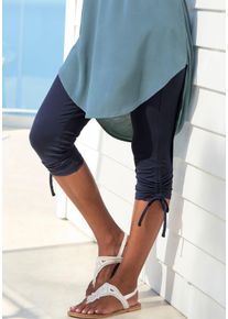 Beach Time Caprileggings BEACHTIME, Damen, Gr. 44/46, N-Gr, marine, Jersey, Obermaterial: 92% Baumwolle, 8% Elasthan, unifarben, k&ouml;rpernah 7/8-L&auml;nge, Hosen Caprileggings, mit Raffung, 7/8-L&auml;nge, Basic, Stretch, Topseller