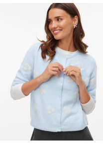 V&eacute;ro Moda Strickjacke VERO MODA "VMDOFFY INTARSIA 2/4 O-NCK CARDIGAN NOOS", Herren, Gr. S, cashmere blau detail:with wei&szlig; cherries, Strick, Obermaterial: 94% Polyester, 3% Elasthan, 3% Nylon, gemustert, regular fit, Rundhals, Rippstrickb&uuml;ndchen, Strickjacken Strickjacke