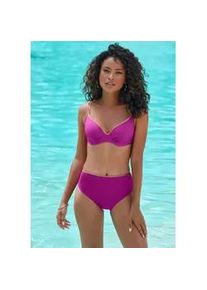B&uuml;gel-Bikini-Top Bruno Banani "Milano", Damen, Gr. 36, Cup B, pink (fuchsia), Recycling-Polyamid, gl&auml;nzend, unifarben, Bikini-Oberteile, mit kupferfarbenen Paspeln