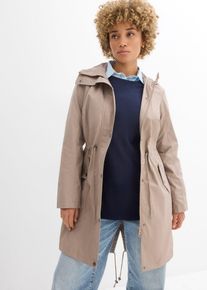 bonprix Parka mit Kapuze, braun, Gr.46, Locker geschnittener Longparka mit Kapuze, tailliert, aus 100% Baumwolle