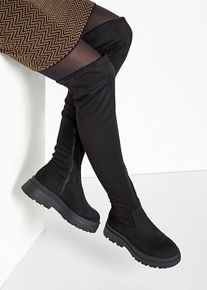 bonprix Overknee Stiefel, schwarz, Gr.41, Modischer Overknee Stiefel mit auffallender Sohle, aus Vegan