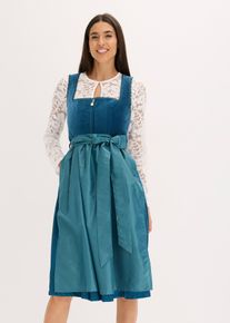 bonprix Dirndl mit Samt in Midil&auml;nge (2-tlg.Set), blau, Gr.48, traditionelles Dirndl mit hochwertigen Samtmieder und changierender Sch&uuml;rze. Der Rock ist mit einem angenehmen Baumwollfutter ausgestattet., aus Samt