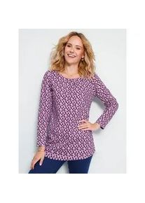 Longshirt Classic Basics "Longshirt", Damen, Gr. 42, flieder, traube, bedruckt, 100% Baumwolle, gemustert, mehrfarbig, Rundhals, Shirts Longshirt