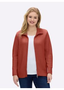 sheego Gro&szlig;e Gr&ouml;&szlig;en Strickjacke mit 2-Wege-Rei&szlig;verschluss, rostrot, Gr&ouml;&szlig;e 46 - Damen