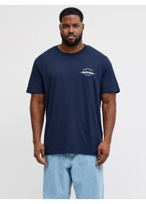 Jack & Jones PlusSize Rundhalsshirt "JJBRANDON TEE SS CREW NECK PLS", Herren, Gr. 5XL, navy blazer print:small print, Jersey, Obermaterial: 100% Baumwolle, JACK & JONES PLUSSIZE, bedruckt, regular fit, Rundhals, Shirts Rundhalsshirt