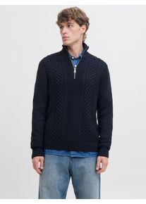 Jack & Jones Troyer JACK & JONES "JJPAUL KNIT HALF ZIP", Herren, Gr. XL, sky captain, Strick, Obermaterial: 82% Polyacryl, 18% Baumwolle, unifarben, regular fit normal, hoch geschlossener Ausschnitt, Pullover Troyer