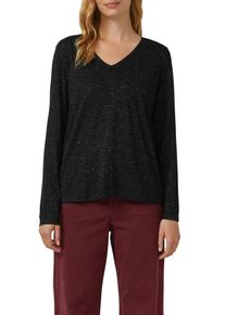 Langarmshirt s.Oliver, Damen, Gr. 38, schwarz, Web, Obermaterial: 54% Viskose, 45% Polyester, 1% metallisierte Fasern, meliert, regular fit normal, V-Ausschnitt, gerader Abschluss, Shirts Langarmshirt, mit V-Ausschnitt