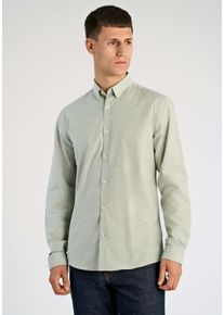 Langarmhemd LINDBERGH, Damen, Gr. S, N-Gr, lt army mix, Web, Obermaterial: 97% Baumwolle, 3% Elasthan, unifarben, gerade h&uuml;ftbedeckend, Rundhals, 2-Knopf-Manschette, Hemden Langarmhemd, mit Button-Down-Kragen