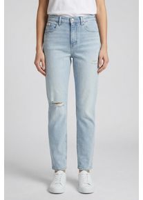 Mom-Jeans Calvin Klein Jeans "NEW MOM JEAN", Damen, Gr. 31, L&auml;nge 30, bowery, Denim/Jeans, Obermaterial: 99% Baumwolle, 1% Elasthan, gerade, unten schmal lang, Jeans Mom-Jeans, mit Markenlabel am Bund