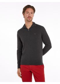 Troyer Tommy Hilfiger "PIMA ORG CTN CASHMERE ZIP MOCK", Herren, Gr. 3XL, grau (dunkelgrau heather), Obermaterial: 95% Baumwolle, 5% Kaschmir, Rippstrickb&uuml;ndchen, Pullover Troyer