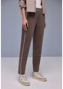 Stoffhose Street One "Style Bonny", Herren, Gr. 42, L&auml;nge 30, molten earth, Web, Obermaterial: 50% Polyester, 46% Baumwolle, 4% Elasthan. Futter: 100% Polyester, unifarben, slim fit lang, Hosen Stoffhose, mit sportiven Tape Details