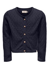 Strickjacke KIDS Only "KMGMEGAN LIFE LS CARDIGAN KNT NOOS", M&auml;dchen, Gr. 116, night sky, Strick, Obermaterial: 100% Baumwolle, Strukturmuster, unifarben, loose fit normal, Rundhals, Strickjacken Strickjacke