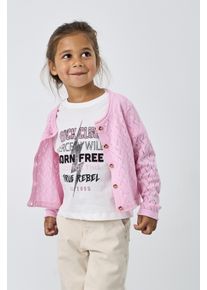 Strickjacke KIDS Only "KMGMEGAN LIFE LS CARDIGAN KNT NOOS", M&auml;dchen, Gr. 92, roseate spoonbill, Strick, Obermaterial: 100% Baumwolle, Strukturmuster, unifarben, loose fit normal, Rundhals, Strickjacken Strickjacke