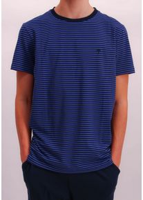 JOOP! Shorty JOOP, Herren, Gr. XL, blau (blau gestreift), Single Jersey, Obermaterial: 96% Baumwolle, 4% Elasthan, gestreift, bequem kurz, Rundhals, Homewear-Sets Shorty, mit Rundhalsausschnitt und kurzem Arm