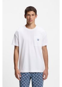 Pyjamaoberteil HUGO UNDERWEAR "Aaron", Herren, Gr. S (48), natural 102, Jersey, Obermaterial: 95% Baumwolle, 5% Elasthan, normal, Rundhals, Shirts Pyjamaoberteil, normale Passform, kleines Logo auf der Brust