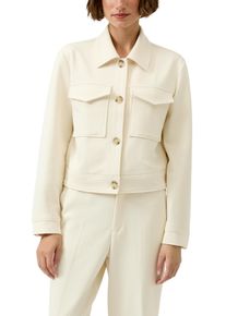 Jackenblazer s.Oliver, Damen, Gr. 46, beige, Web, Obermaterial: 74% Polyester, 22% Viskose, 4% Elasthan. Futter: 100% Polyester, unifarben, gerade h&uuml;ftlang, Rundhals, Blazer Jackenblazer, mit Knopfleiste