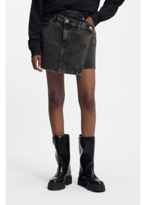 Jeansrock HUGO BLUE "Galaxy", Damen, Gr. S (36), schwarz 008, Denim/Jeans, Obermaterial: 100% Baumwolle, unifarben, regular fit mini, R&ouml;cke Jeansrock, mit asymmetrischem Bund, Mini-L&auml;nge