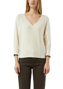 Strickpullover comma, Damen, Gr. XS (34), ecru, Strick, Obermaterial: 80% Viskose, 20% Polyamid, unifarben, l&auml;ssig geschnitten h&uuml;ftbedeckend, V-Ausschnitt, B&uuml;ndchen, Pullover Strickpullover, mit V-Ausschnitt