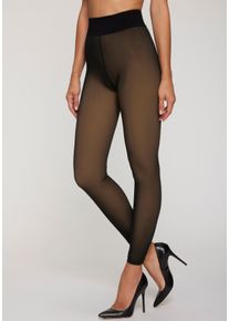 Thermostrumpfhose Lavana, Damen, Gr. S/M, schwarz, Obermaterial: 65% Polyamid, 35% Elasthan. Fleece: 100% Polyester, leicht transparent, unifarben, elastisch, Strumpfhosen Thermostrumpfhose, ohne Fu&szlig; in transparenter Optik mit w&auml;rmendem Innen-Fleece