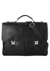 Aktentasche Bugatti "ROMANO", Gr. B/H/T: 44cm x 30cm x 15cm onesize, schwarz, Leder, used, Taschen Aktentasche, echt Leder