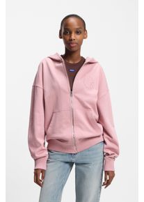 Kapuzensweatjacke HUGO BLUE "Doa", Damen, Gr. XXL (44), light, pastel pink 681, Sweatware, Obermaterial: 100% Baumwolle, unifarben, l&auml;ssig geschnitten h&uuml;ftbedeckend, Rippb&uuml;ndchen, Sweatjacken Kapuzensweatjacke, aus Baumwolle, Oversize Fit
