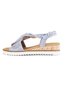 Sandalette Gabor "GENUA", Damen, Gr. 42, blau (hellblau), Nubukleder, Schuhe Sandalette, Sommerschuh, Sandale, Keilabsatz, mit verstellbarem Fersenriemchen