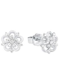 Paar Ohrstecker Amor "Schmuck Geschenk Ohrschmuck Blume, Glitzerohrstecker Silber 925", silber (silber, 925, kristallwei&szlig;), Ohrringe, Damen, 9mm, Silber 925 (Sterlingsilber), Paar Ohrstecker, mit Zirkonia (synth.)