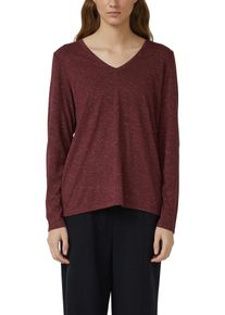 Langarmshirt s.Oliver, Damen, Gr. 38, schwarz merlot, Web, Obermaterial: 54% Viskose, 45% Polyester, 1% metallisierte Fasern, meliert, regular fit normal, V-Ausschnitt, gerader Abschluss, Shirts Langarmshirt, mit V-Ausschnitt