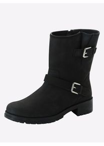 Bikerboots sheego, Damen, Gr. 41, XL-Schaft, schwarz, Leder, Nubukleder, Schuhe Bikerboots
