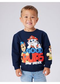 Sweatshirt name it "NMMJEEP PAW NREG SWEAT BRU NOOS CPLG", Jungen, Gr. 122/128, navy blazer, angeraute Sweatware, Obermaterial: 95% Baumwolle, 5% Elasthan, bedruckt, unifarben, Basic h&uuml;ftlang, Rundhals, Rippb&uuml;ndchen, Sweatshirts Sweatshirt