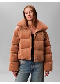 Cordjacke Calvin Klein Jeans "CORDUROY INSULATED DOWN PUFFER", Damen, Gr. XXL (46), thrush, Cord, Obermaterial: 100% Baumwolle, unifarben, regular fit normal, Rundhals, eingesetzt gerader Abschluss, Jacken Cordjacke, Mit Rundhalsausschnitt, regular fit