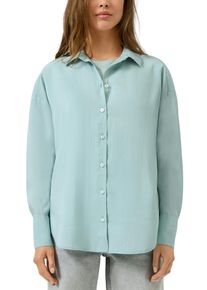 Langarmbluse QS, Damen, Gr. 38, light petrol, Web, Obermaterial: 85% Modal, 15% Polyamid, unifarben, bequem Po-bedeckend, Rundhals, 2-Knopf-Manschette, Blusen Langarmbluse, mit Knopfleiste
