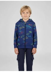 Sweatjacke Blue Seven, Jungen, Gr. 140, dk blau, Sweatware, Obermaterial: 80% Baumwolle, 20% Polyester, bedruckt, Rundhals, Sweatjacken Sweatjacke