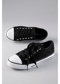 Sneaker ANISTON SHOES, Damen, Gr. 41, schwarz, Textil, Schuhe Sneaker, Schn&uuml;rschuh, Freizeitschuh in H&auml;keloptik - NEUE KOLLEKTION