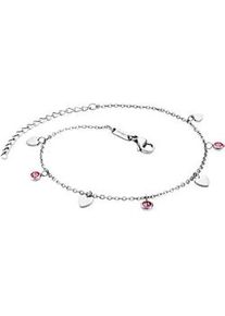 Fu&szlig;kette JULIE JULSEN "Edelstahl rhodiniert", wei&szlig; (wei&szlig;, pink), Fu&szlig;ketten, Damen, 22+5cm, Edelstahl, gl&auml;nzend