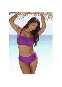 Bandeau-Bikini-Top Lascana "Comfy", Damen, Gr. 36, Cup E, lila (beere), Recycling-Polyamid, unifarben, Bikini-Oberteile, mit bequemer Passform ohne B&uuml;gel
