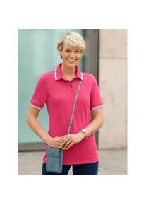 Poloshirt Classic Basics "Poloshirt", Damen, Gr. 46, pink (fuchsia), 95% Baumwolle, 5% Elasthan, gemustert, gestreift, Shirts