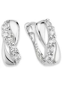 Paar Creolen Bruno Banani "Schmuck Geschenk Silber 925 Ohrschmuck Ohrringe", bunt (silberfarben, wei&szlig;, kristallwei&szlig;), Ohrringe, Damen, Silber 925 (Sterlingsilber), mit Zirkonia (synth.)