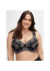 B&uuml;gel-BH sheego, Damen, Gr. 11,5, Cup B, schwarz (schwarz, taupe), 95% Baumwolle, 5% Elasthan, Spitze:12% Elasthan, 88% Polyamid, BHs B&uuml;gel-BH