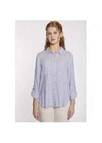 Haily's Hemdbluse HAILY&rsquo;S "LS V BL Je44tte Stripe", Damen, Gr. XS, blau (blau stripe), Web, Obermaterial: 100% Viskose, gestreift, Po-bedeckend, Blusen Hemdbluse